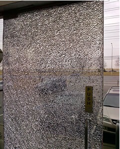 Tempered glass panel used in emergency services for enhanced durability.