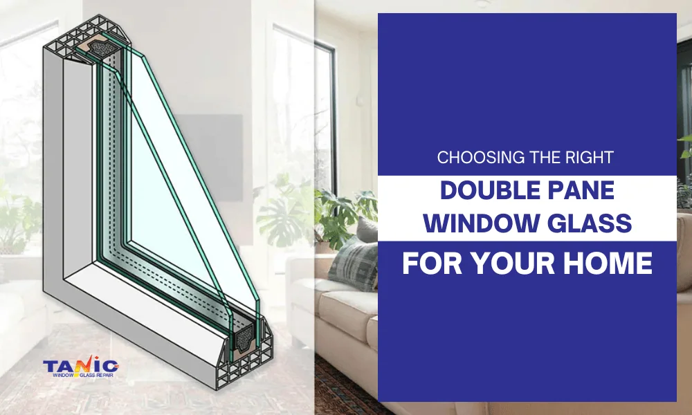 Close-up view of a double-pane window glass showcasing its energy-efficient design.